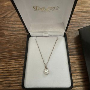 Belk Sterling Silver Diamond & Pearl Pendant Necklace